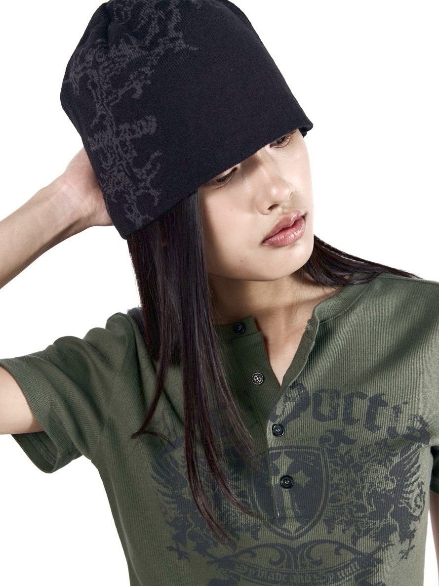 【AAKAM】Gothic Graphic Beanie