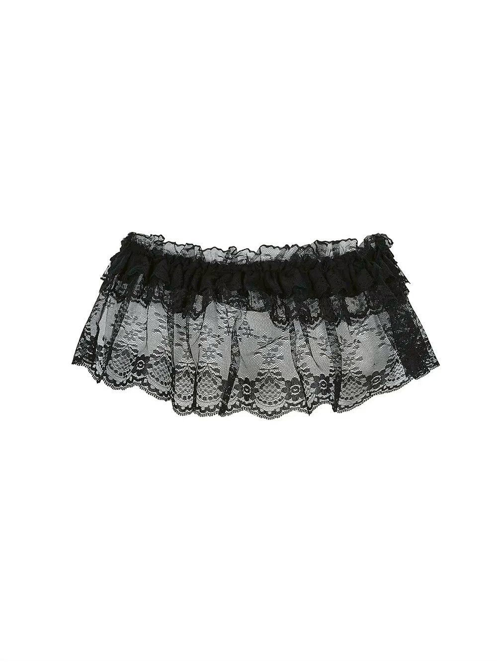 【W.I.A】SMASHED LACE OPEN MINI SKIRT