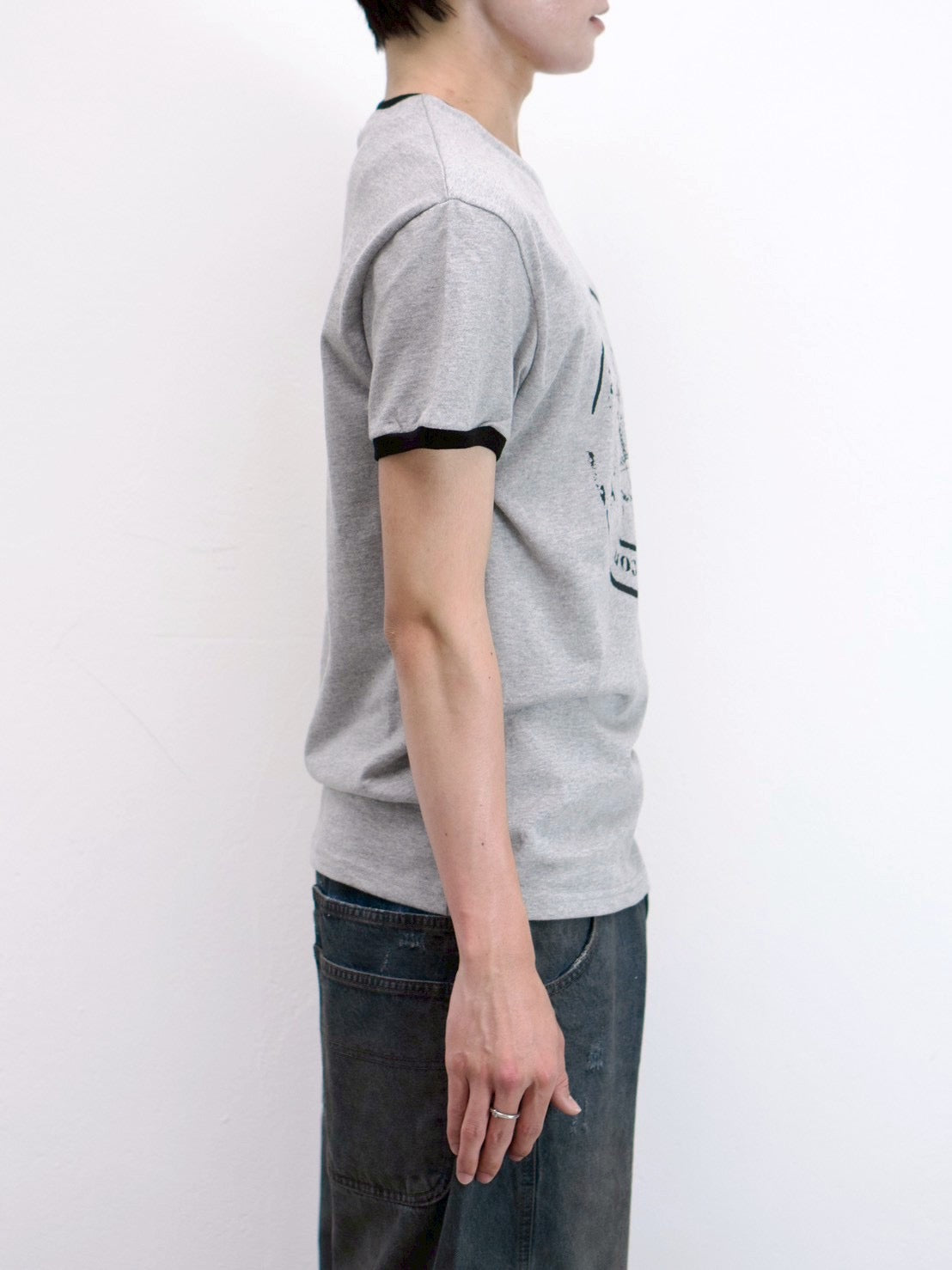 受注制【Chikashitsu +】stamp printing ringer tee (3color)