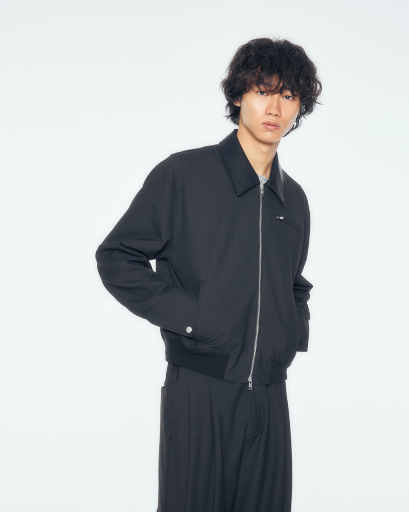 【CS】leather trim zip up jacket