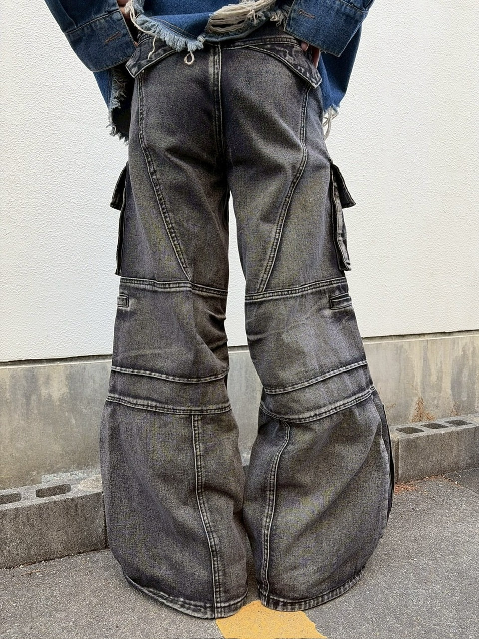 国際配送【LUV CODE】multi pocket denim cargo pants (2color)