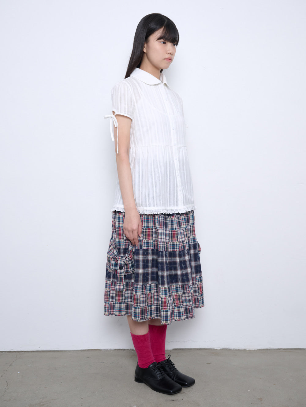 【TUOMIO】PUFF SLEEVES RIBBON BLOUSE