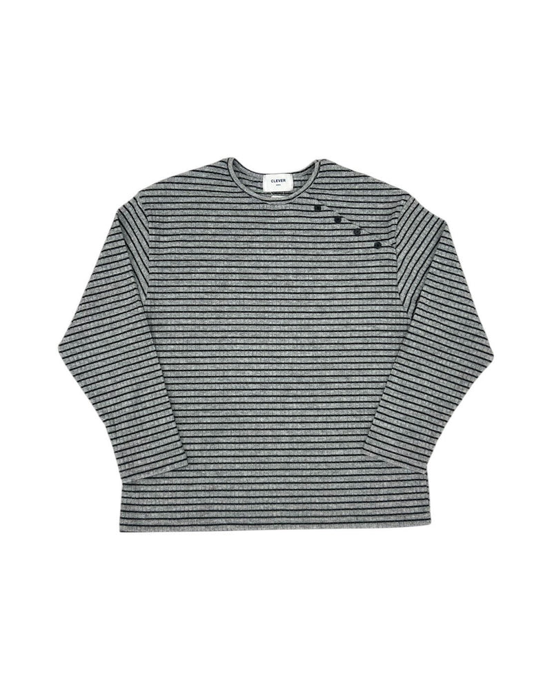 受注制【nmtc+】diagonal button border long sleeve (2color)
