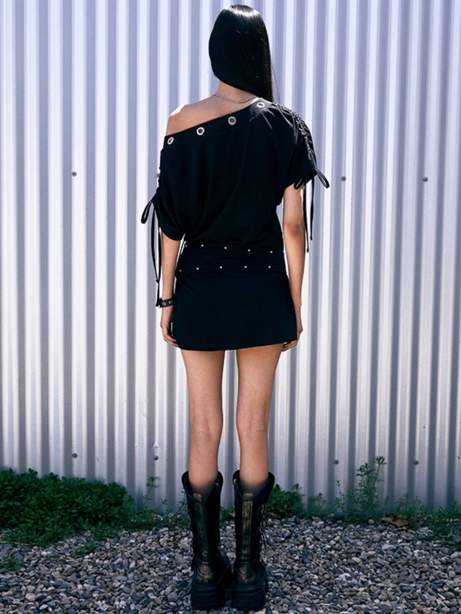 6/6 20:00発売【NOT KNOWING】Eyelet Belted Dress