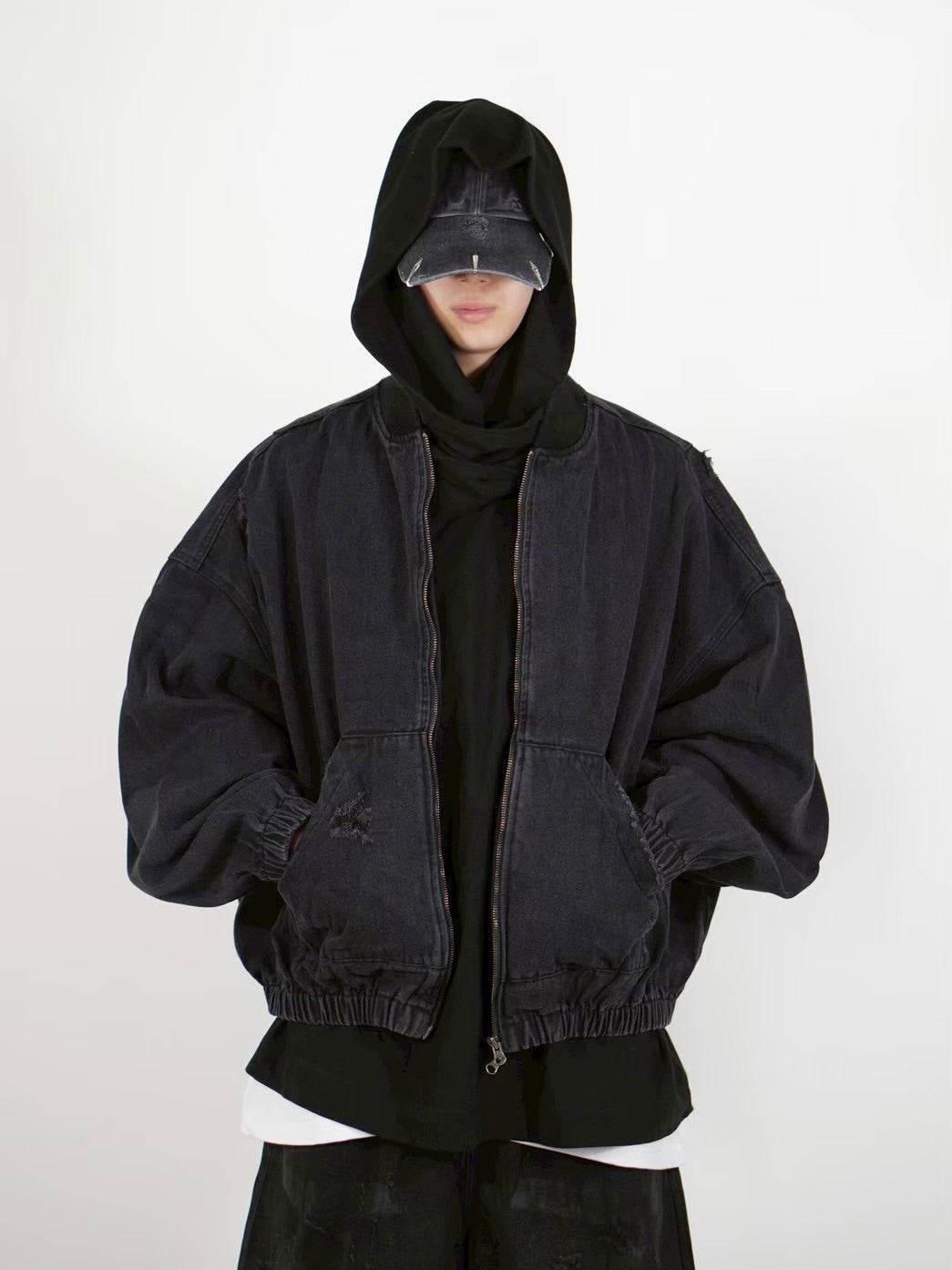 【Chikashitsu +】denim flight bomber jacket (2color)