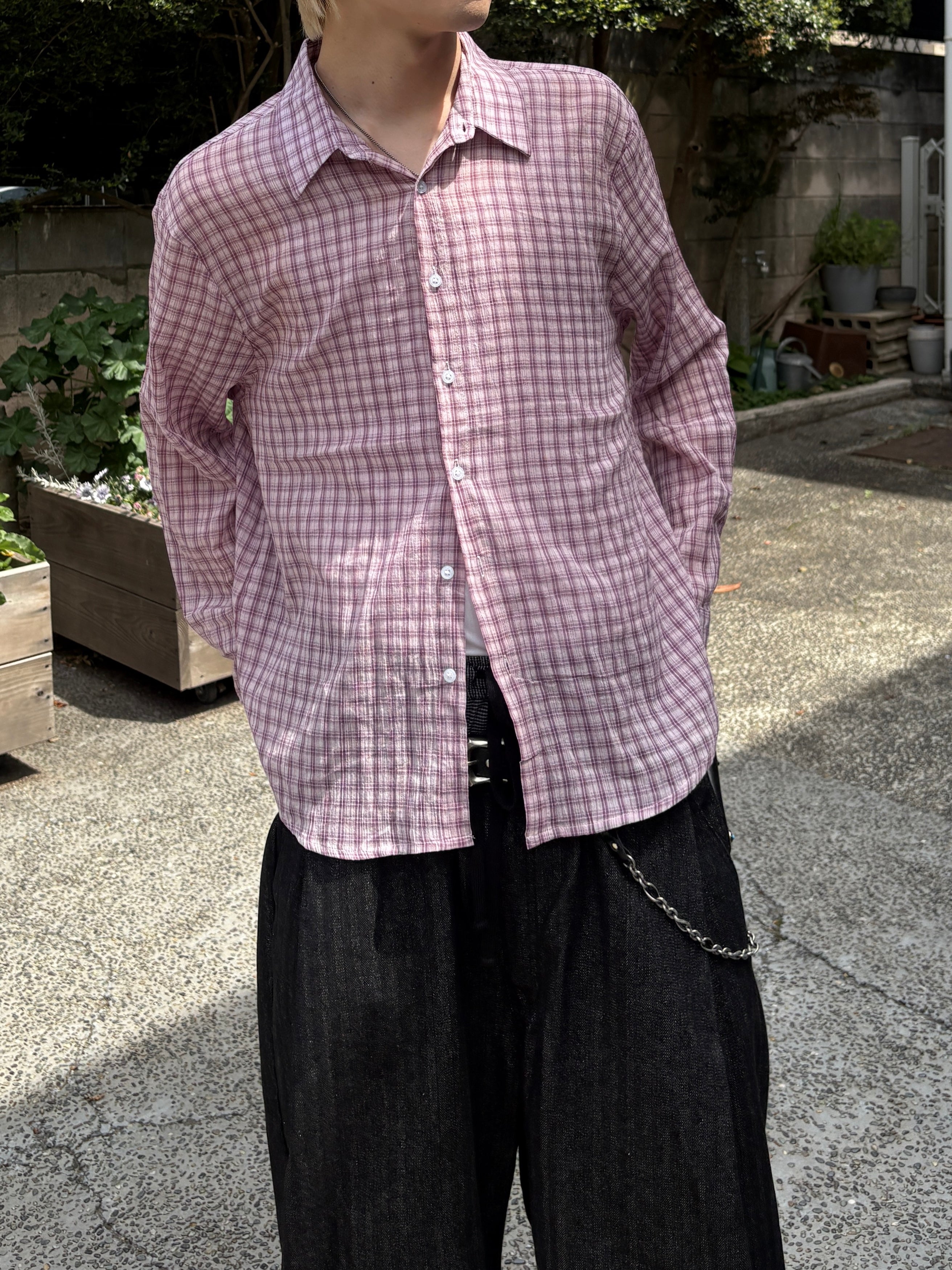 受注制【youll】sheer check shirt (3color)