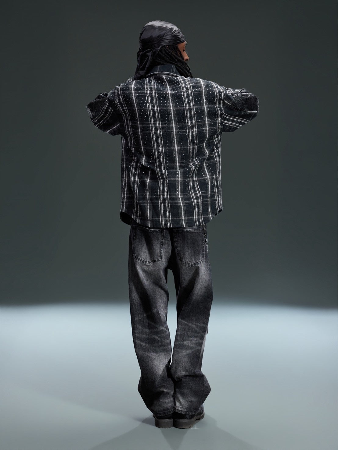 【The Boy Has No Patience】STARRY PATTERN RHINESTONE LEATHER SHIRT