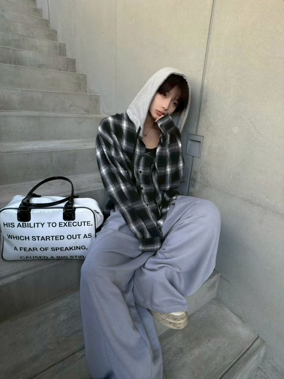 【LUV CODE】hooded check shirt