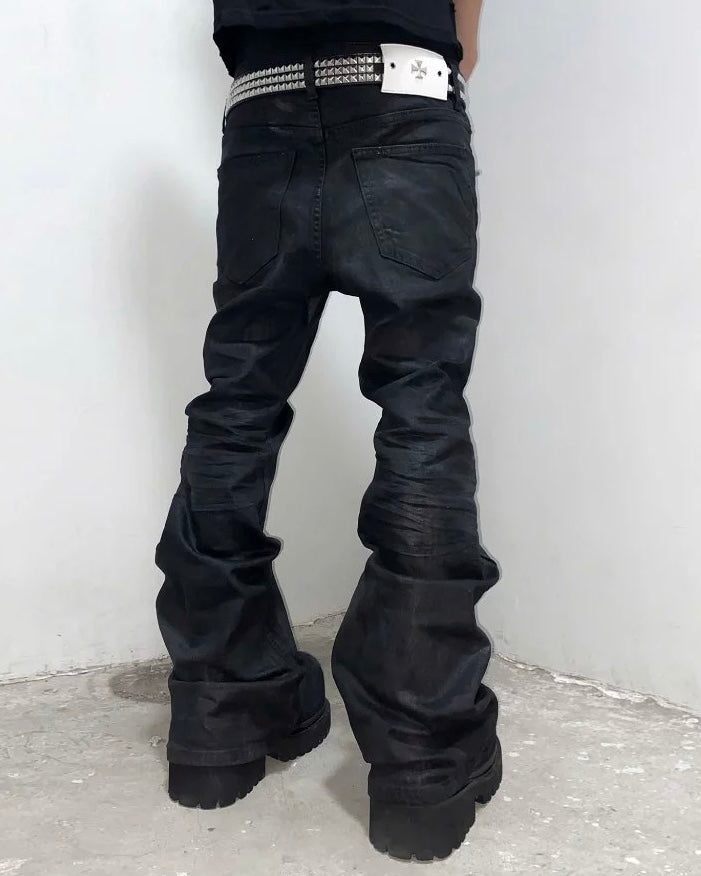 【LOWKEY CLUB】FLARED COATED JEANS