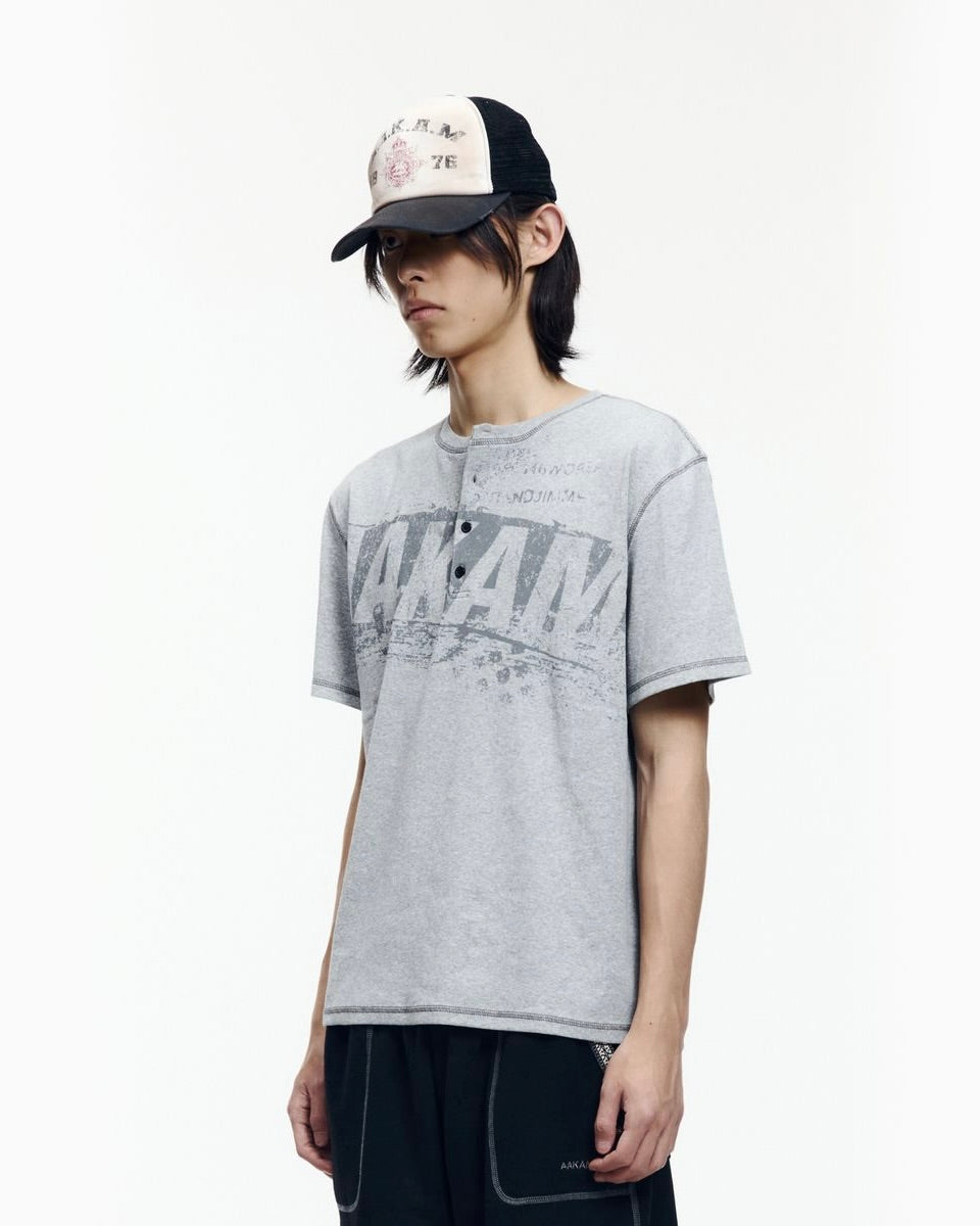 【AAKAM】Tread Henry Neck Half Top
