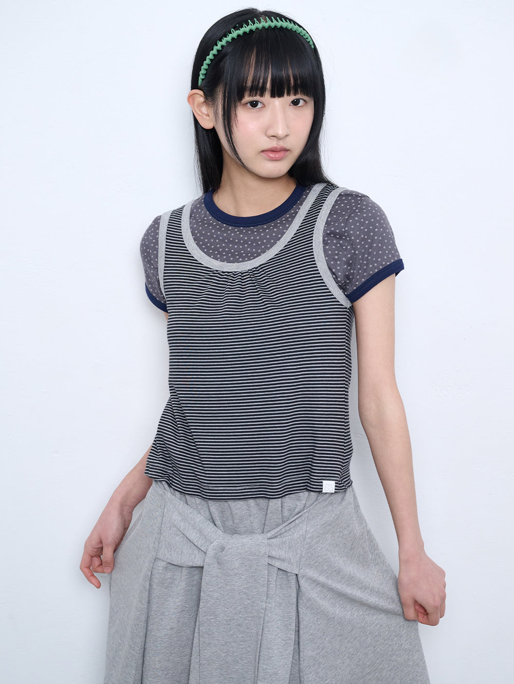 6/8 21:00発売【TUOMIO】STRIPE TIE DRESS