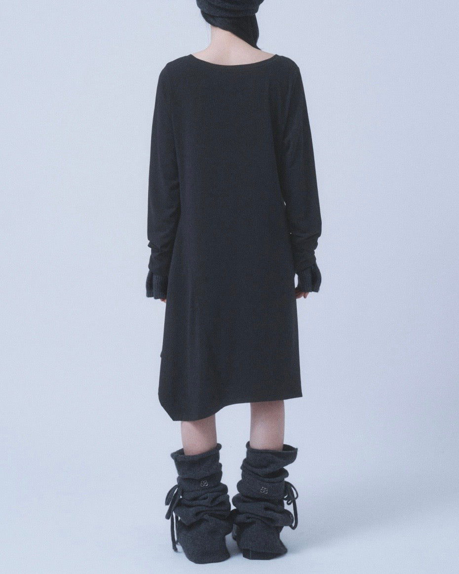 【TUOMIO】BOAT NECK JERSEY DRESS