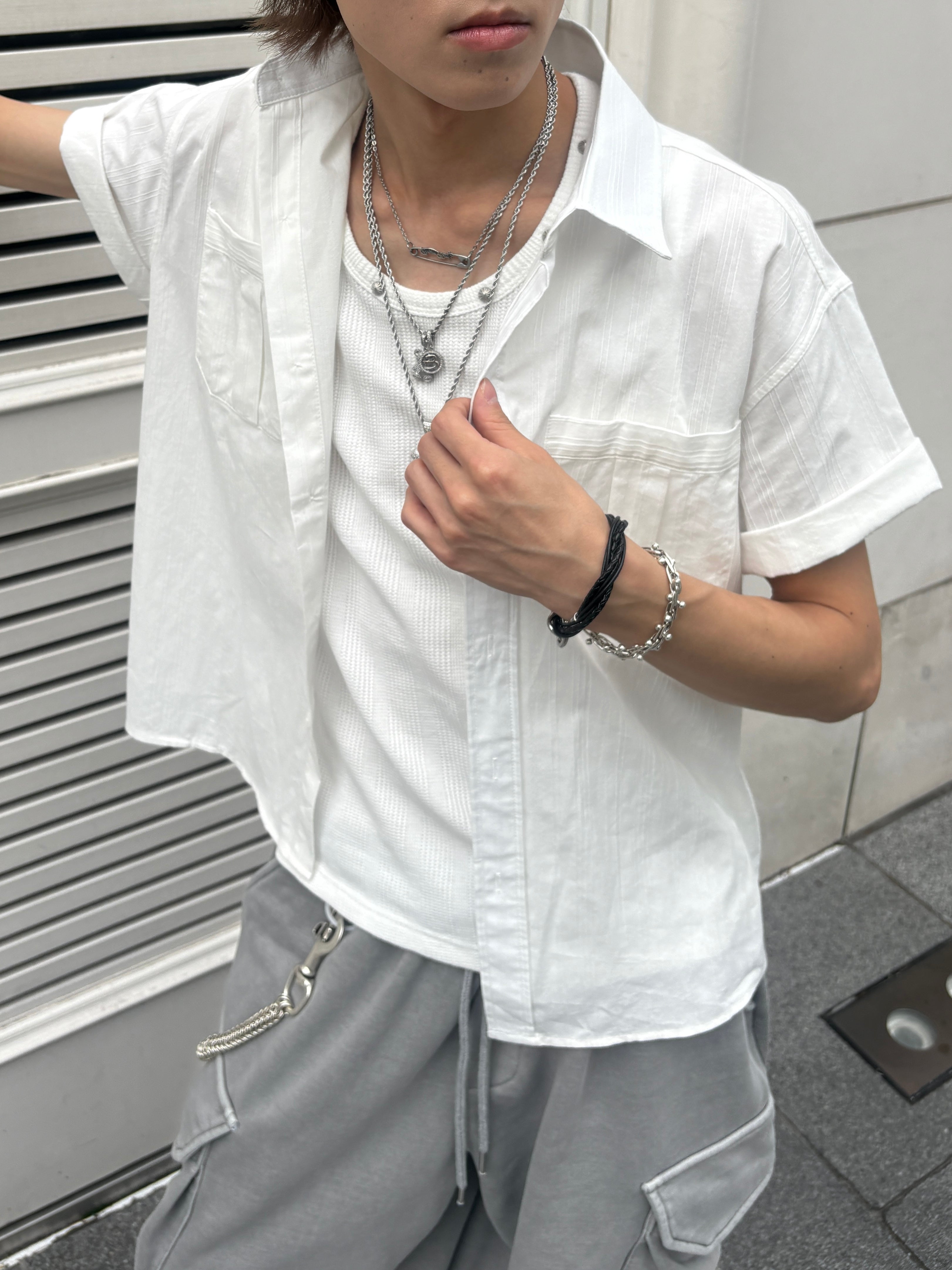 受注制【youll】jacquard cropped shirt (2color)