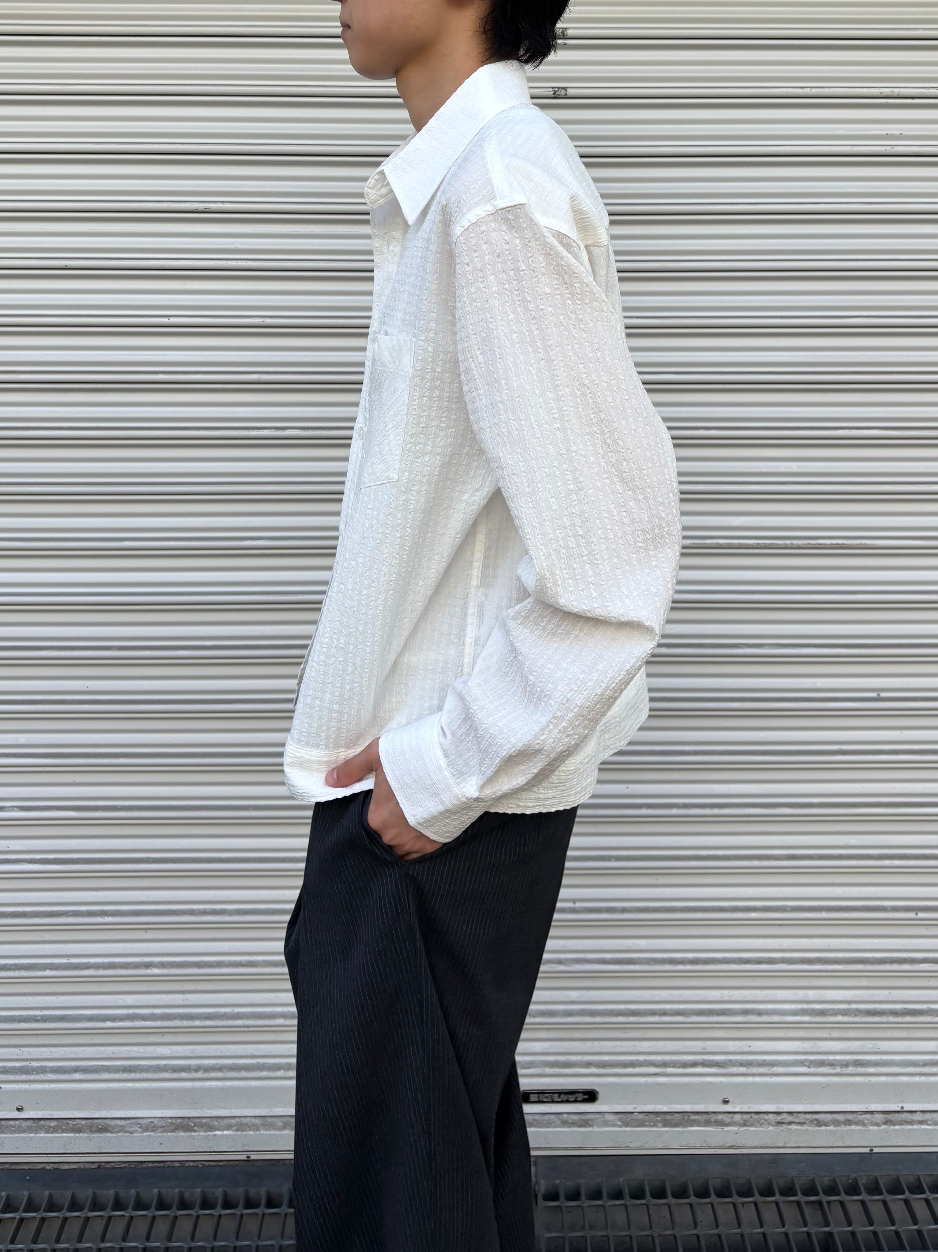 東京店WEB限定受注制【Chikashitsu +】seersucker relax check shirt (2color)