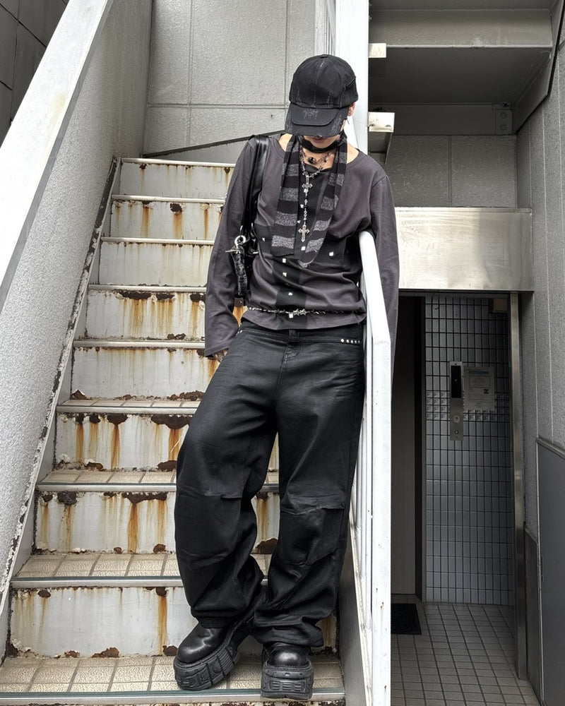 受注制【Never mind the XU】coating denim pants