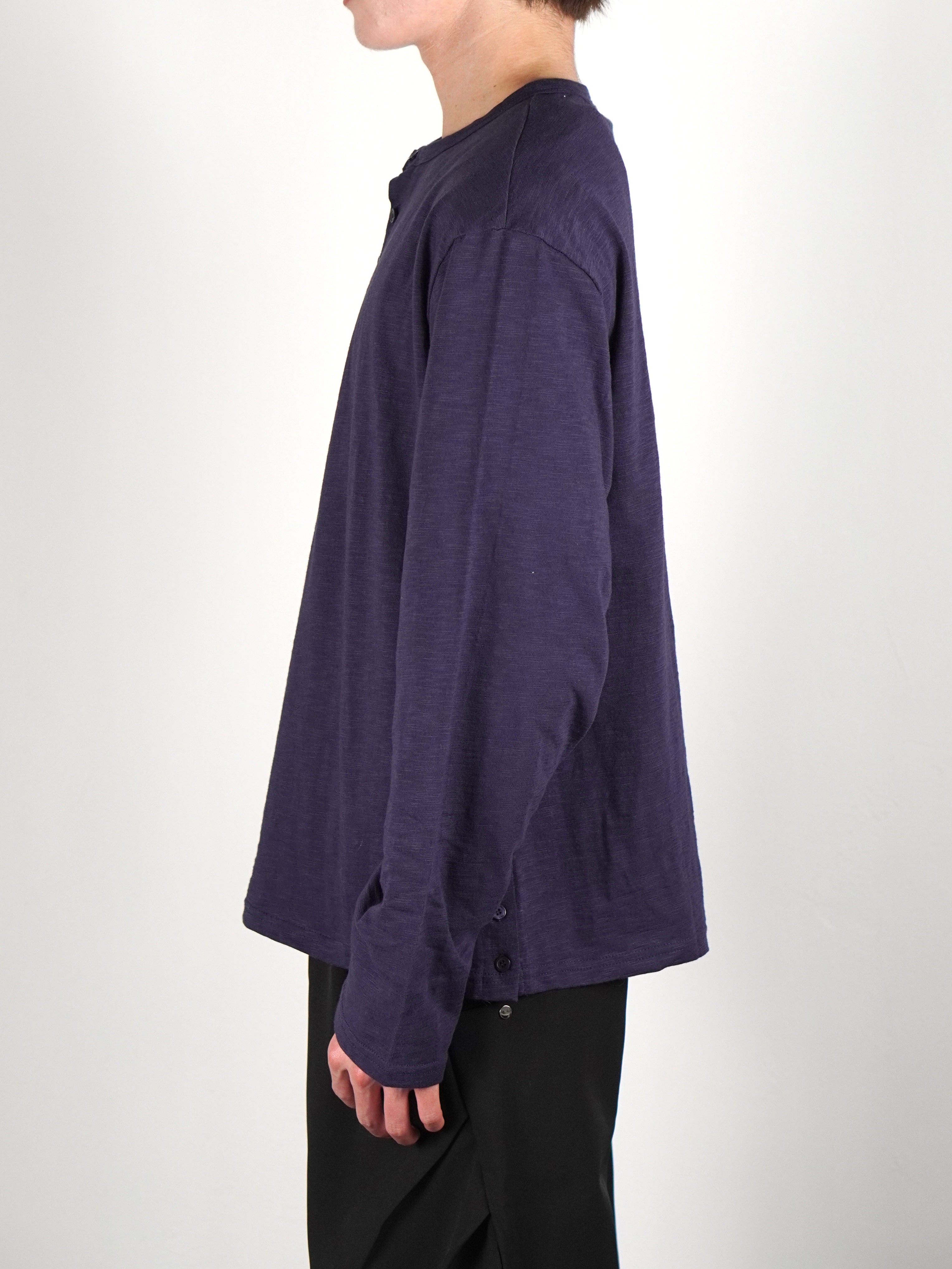 受注制【Chikashitsu +】sheer cotton henley neck long sleeve (4color)