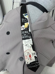 国際配送【Nerd out XU】drawing design necktie / 【ナードアウトエックスユー】ドローイングデザインネクタイ