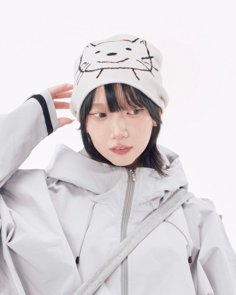 国際配送【Nerd out XU】drawing neko beanie (2color)