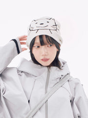 国際配送【Nerd out XU】drawing neko beanie / 【ナードアウトエックスユー】ドローイングネコニット帽 (2color)