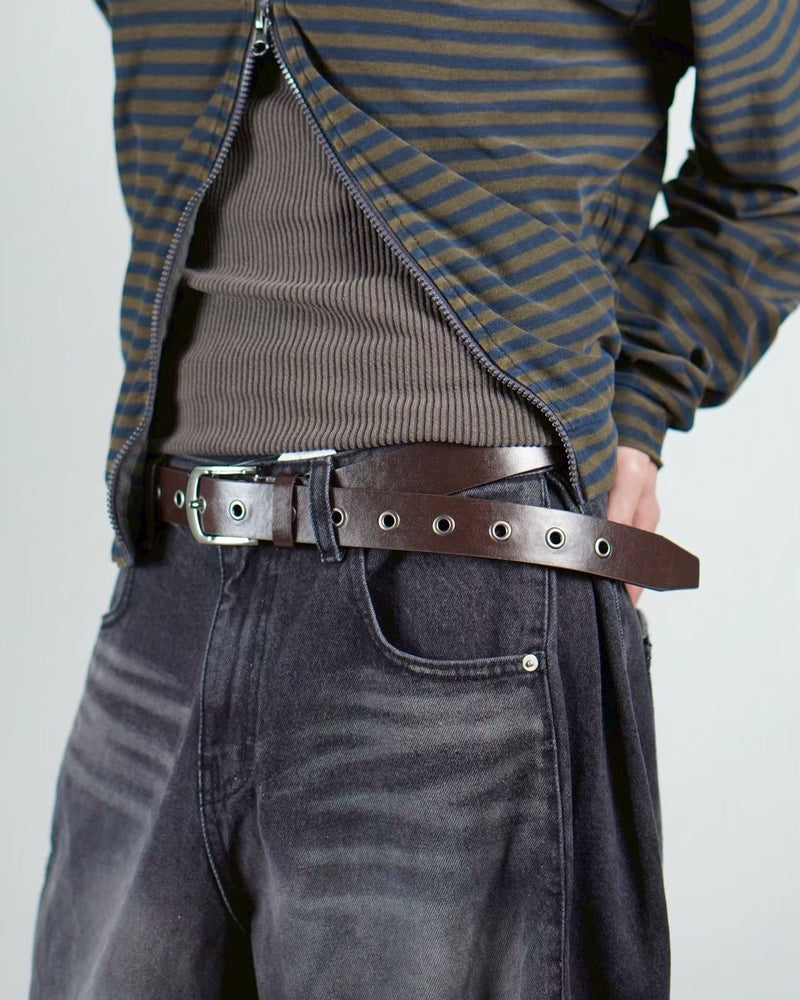 受注制【Chikashitsu +】vegan leather eyelet belt (2color)