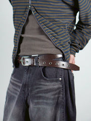 受注制【Chikashitsu +】vegan leather eyelet belt (2color)