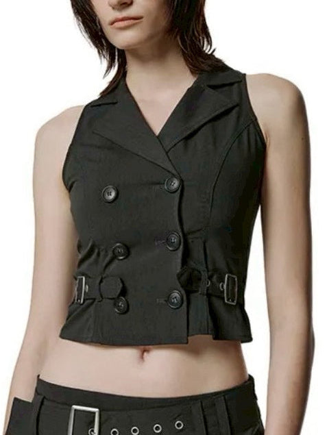 【ROCK CAKE】Double Button Halter Vest