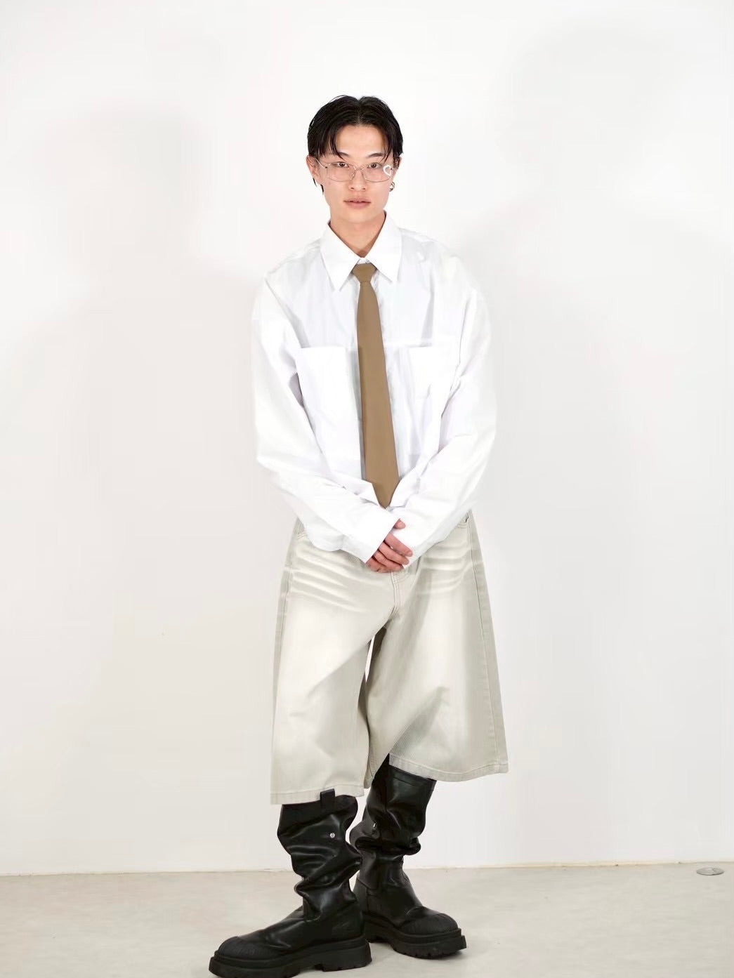 受注制【Chikashitsu +】8-length bermuda denim pants (2color)