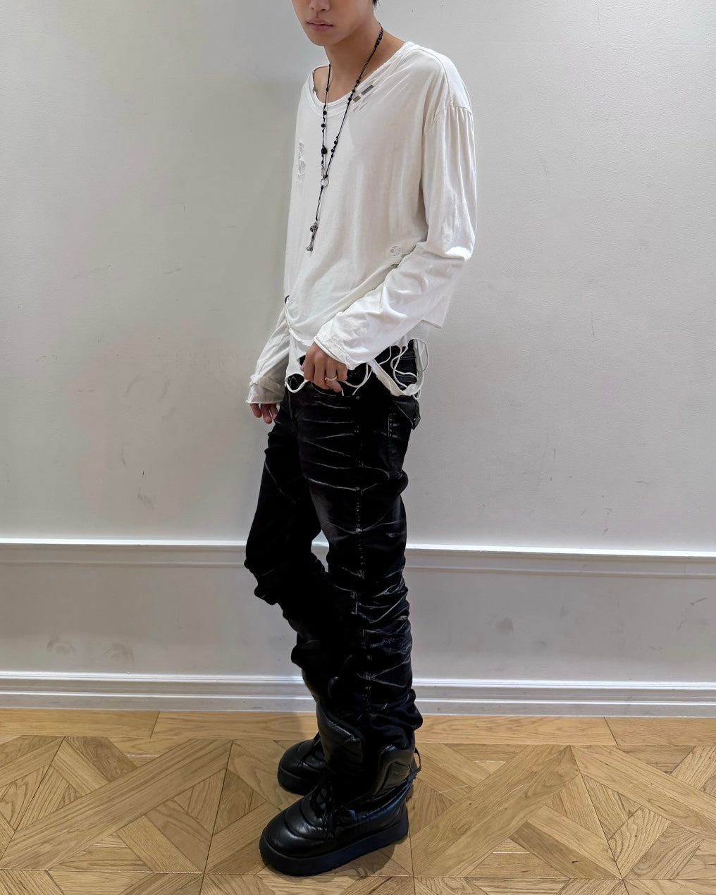 【LECYTO】Frayed Layered Long Sleeve