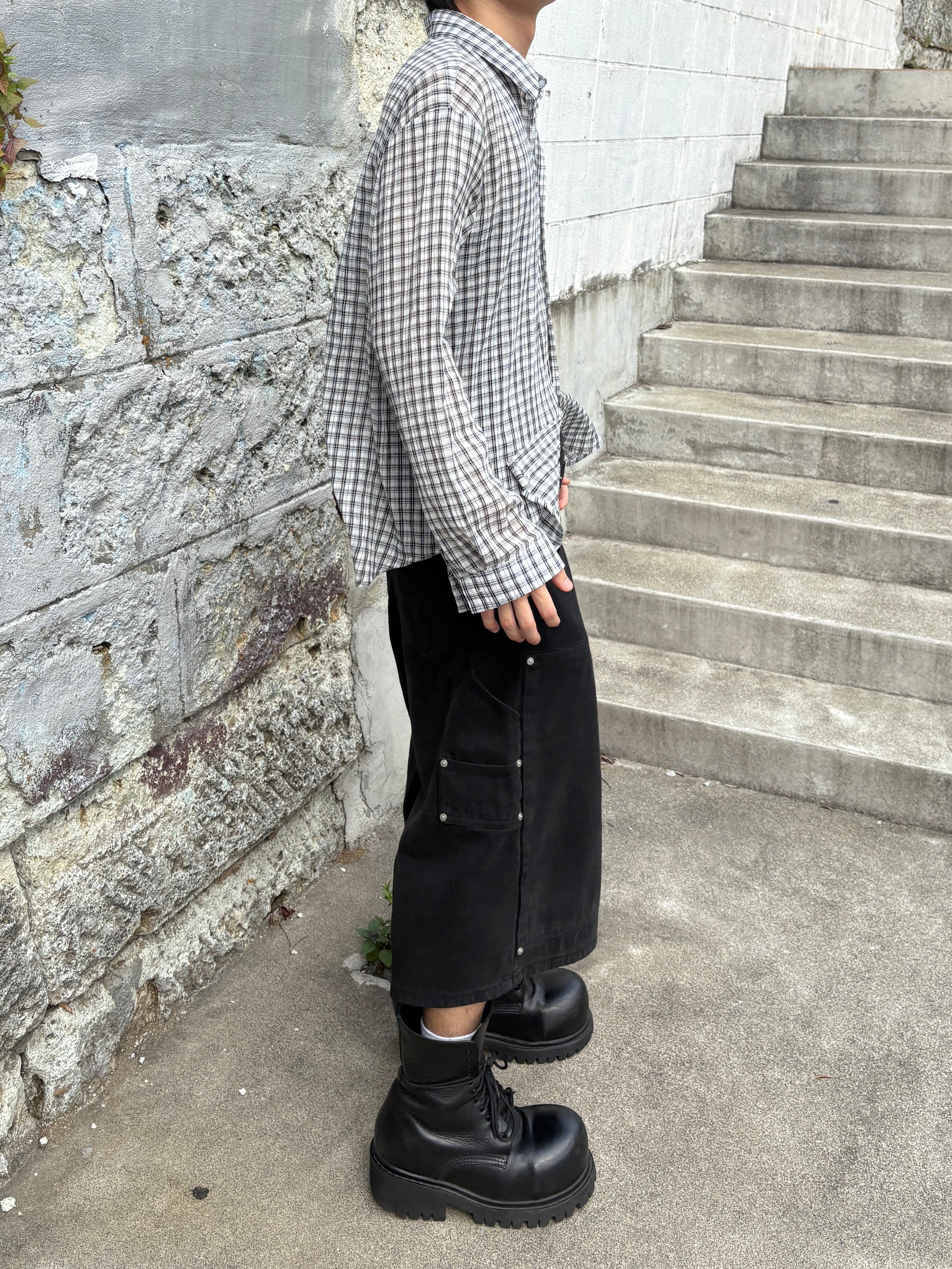 受注制【youll】sheer check shirt (3color)