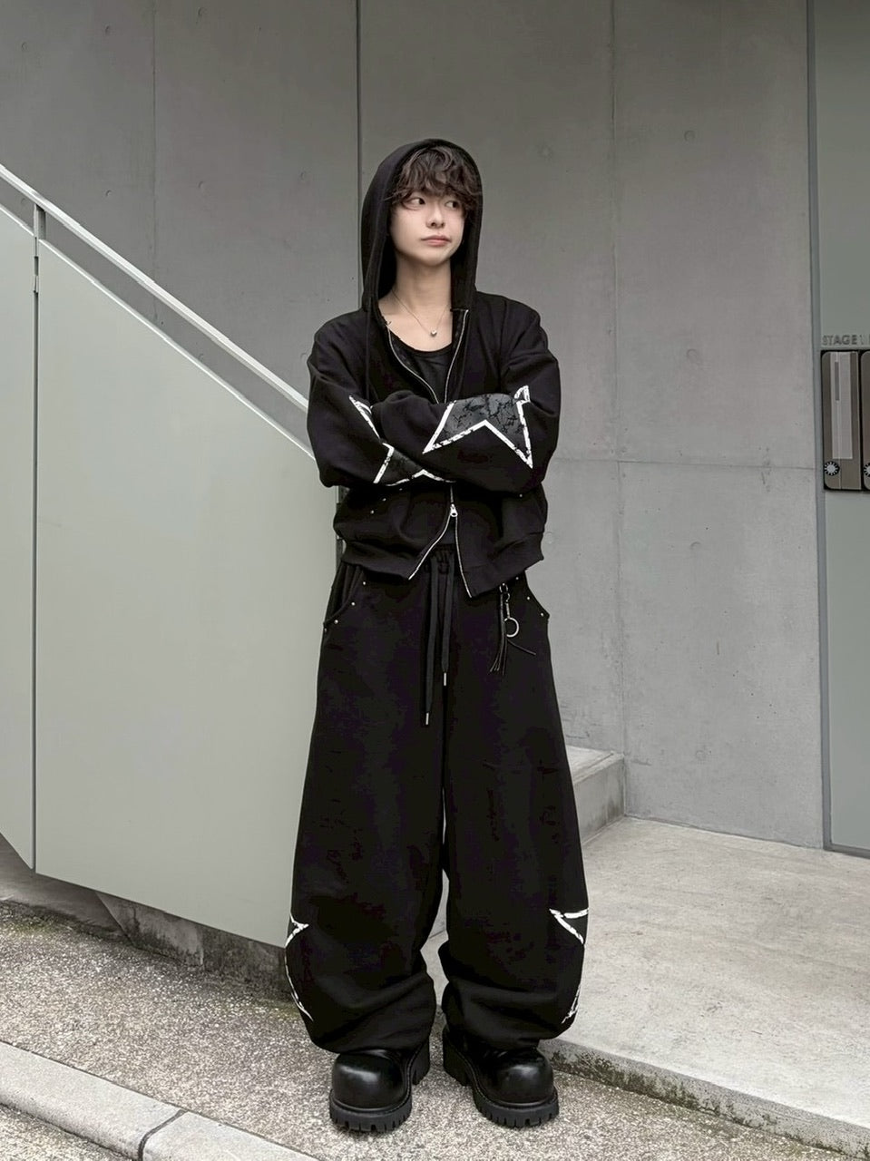 受注制【LUV CODE】star rivet sweat pants (2color)