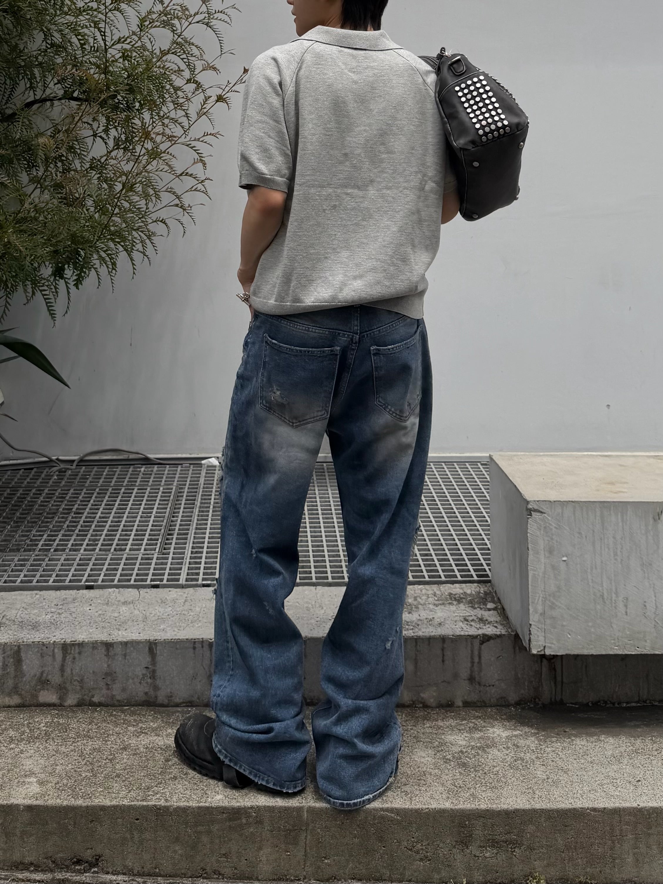 東京店WEB限定受注制【Chikashitsu +】cropped knit poloshirt (3color)