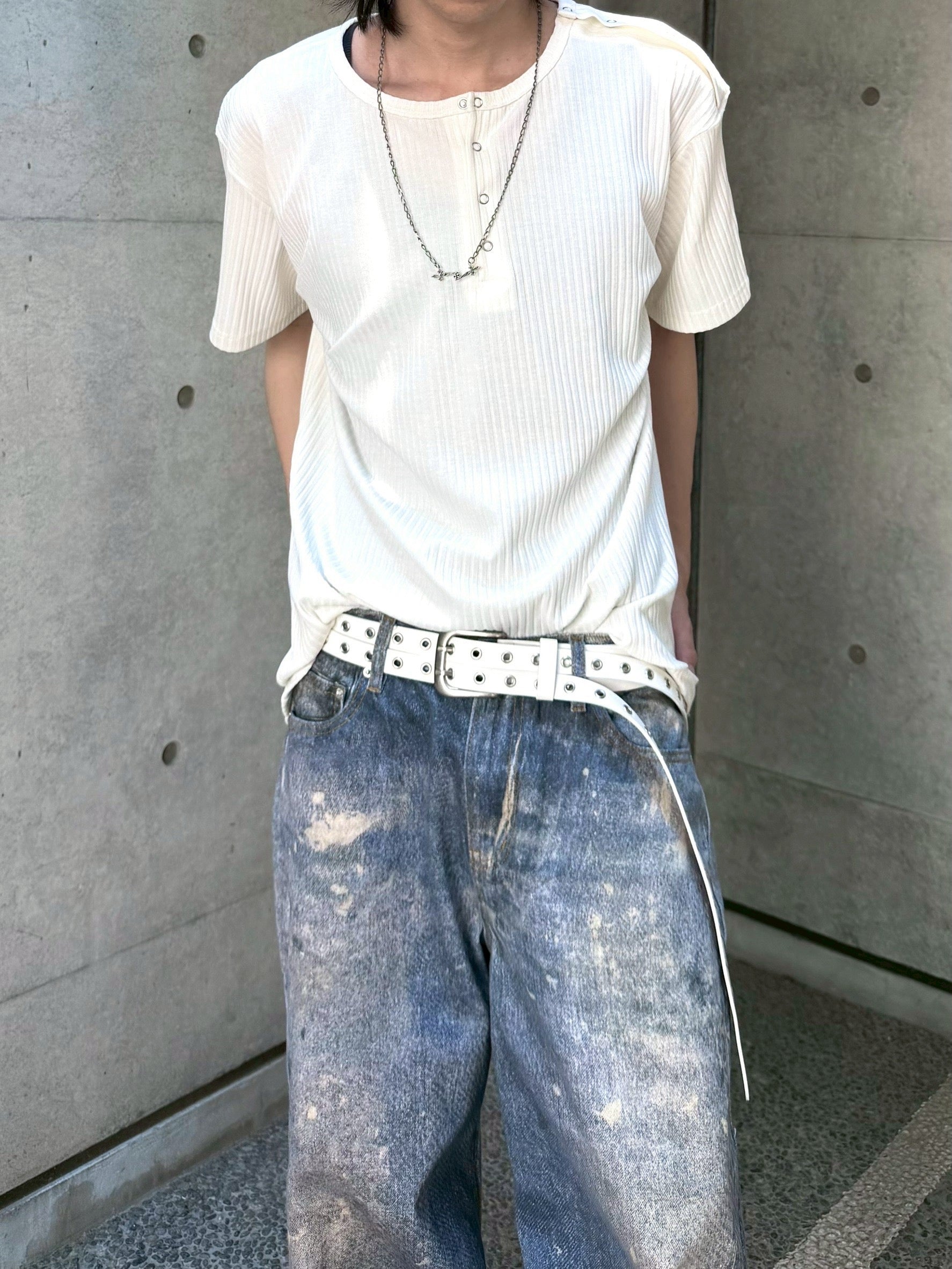 受注制【nmtc+】Shoulder Henley Eyelet Tee (3color)