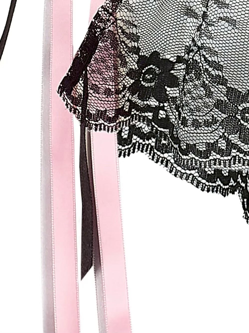 【W.I.A】SMASHED LACE OPEN MINI SKIRT
