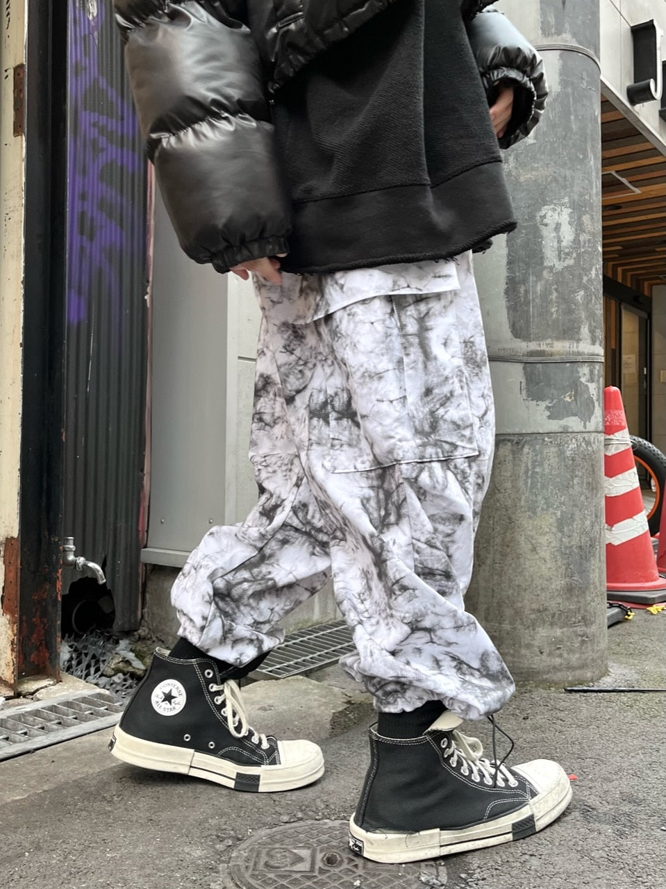 受注制【Never mind the XU】tie-dye cargo pants (2color)