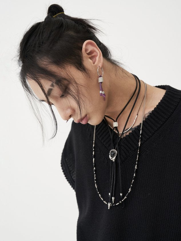 【BYBE RECORDS × BLACK PURPLE】Leather string choker