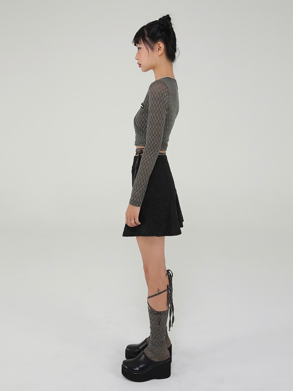 12/21 20:00 再販【Uglyshadow】LACE LONG SOCKS (5color)