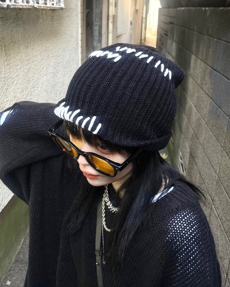 受注制【Never mind the XU】stitch beanie (3color)