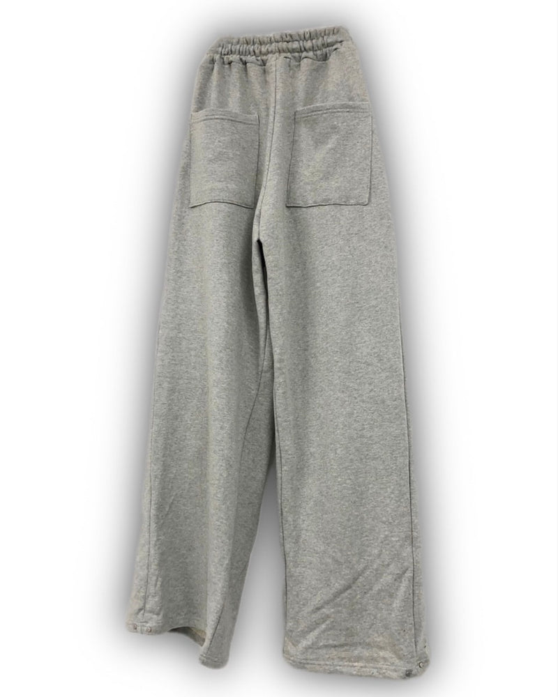 受注制【Never mind the XU】hem button sweat wide pants (2color)