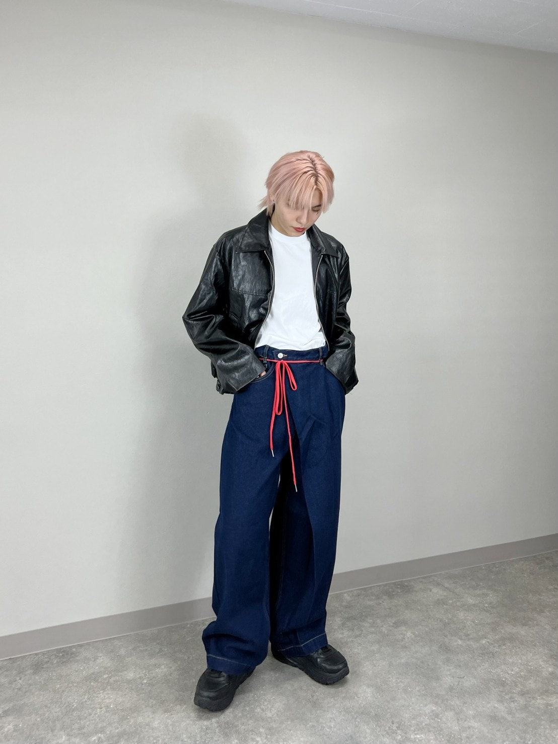 受注制【Chikashitsu +】high waist lap denim pants