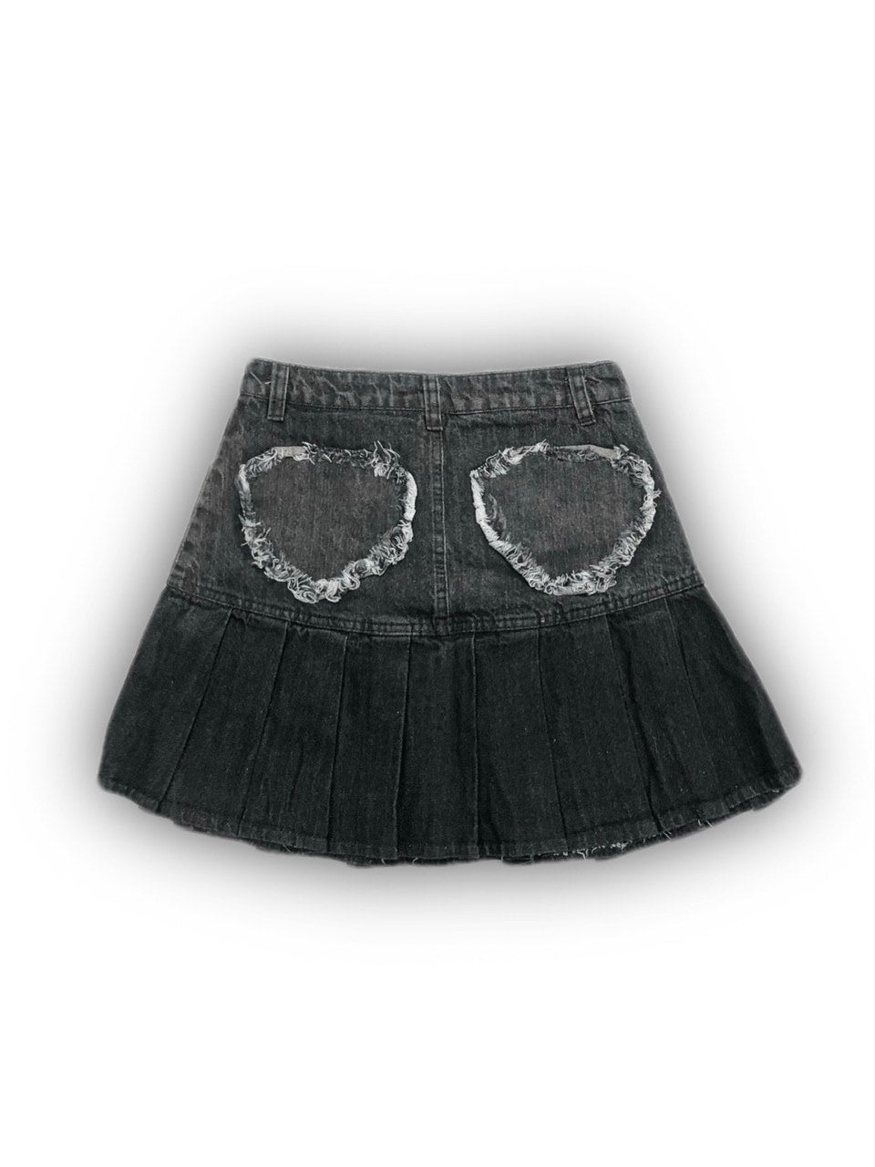受注制【Never mind the XU】heart pocket pleats denim skirt (2color)