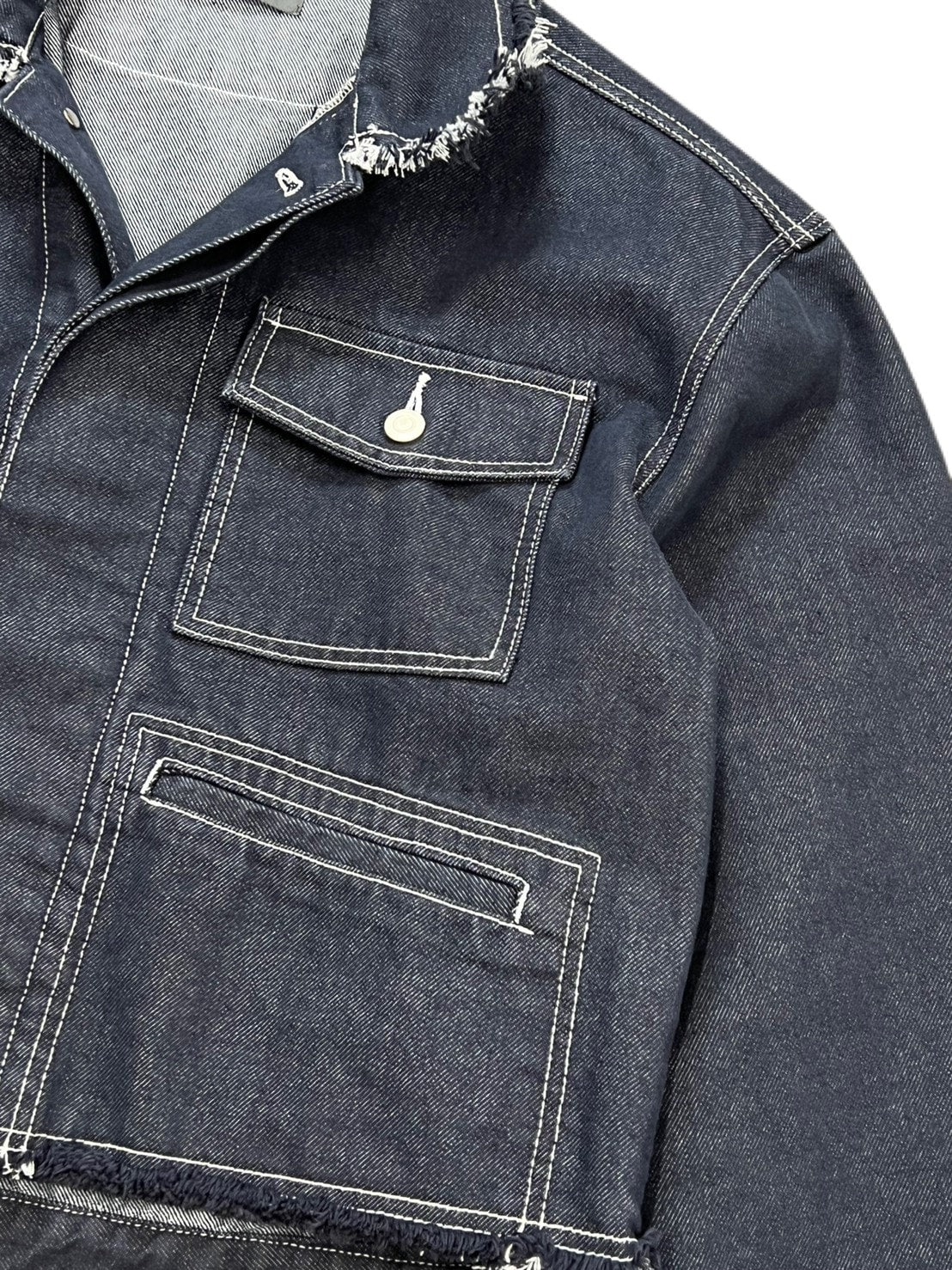 受注制【Chikashitsu +】cropped design denim jacket (2color)