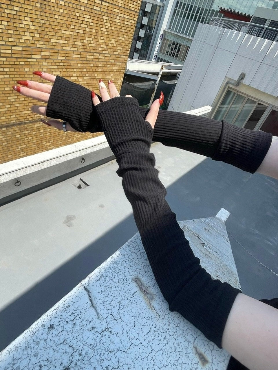 受注制【Never mind the XU】rib arm warmer (2color)