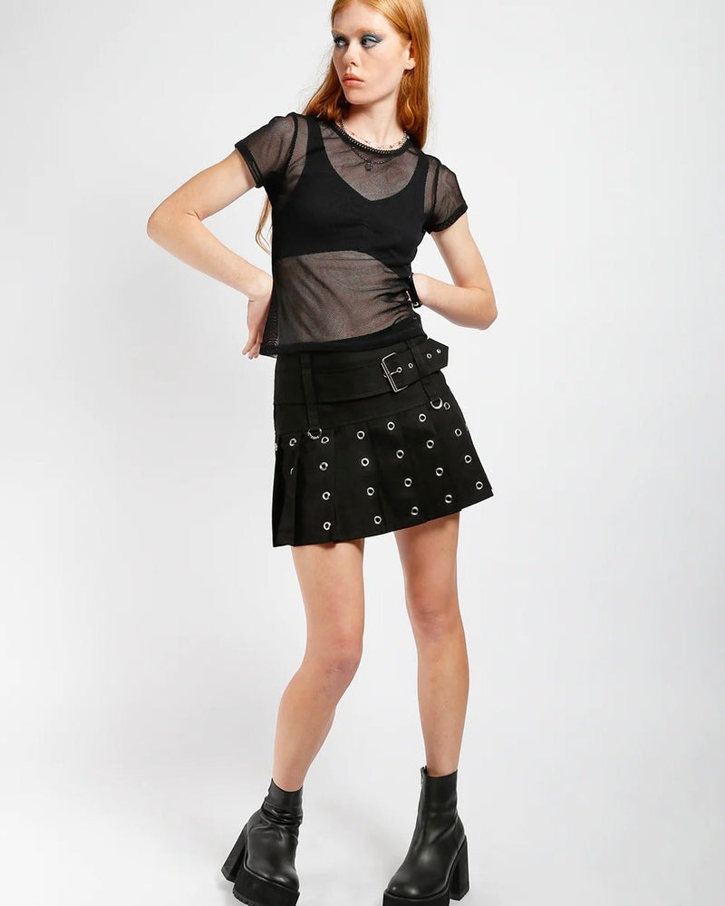 【TRIPP nyc】SUPER ROCKER SKIRT[AF2271] / 【トリップ エヌワイシー】ベルトロッカースタッズミニスカート