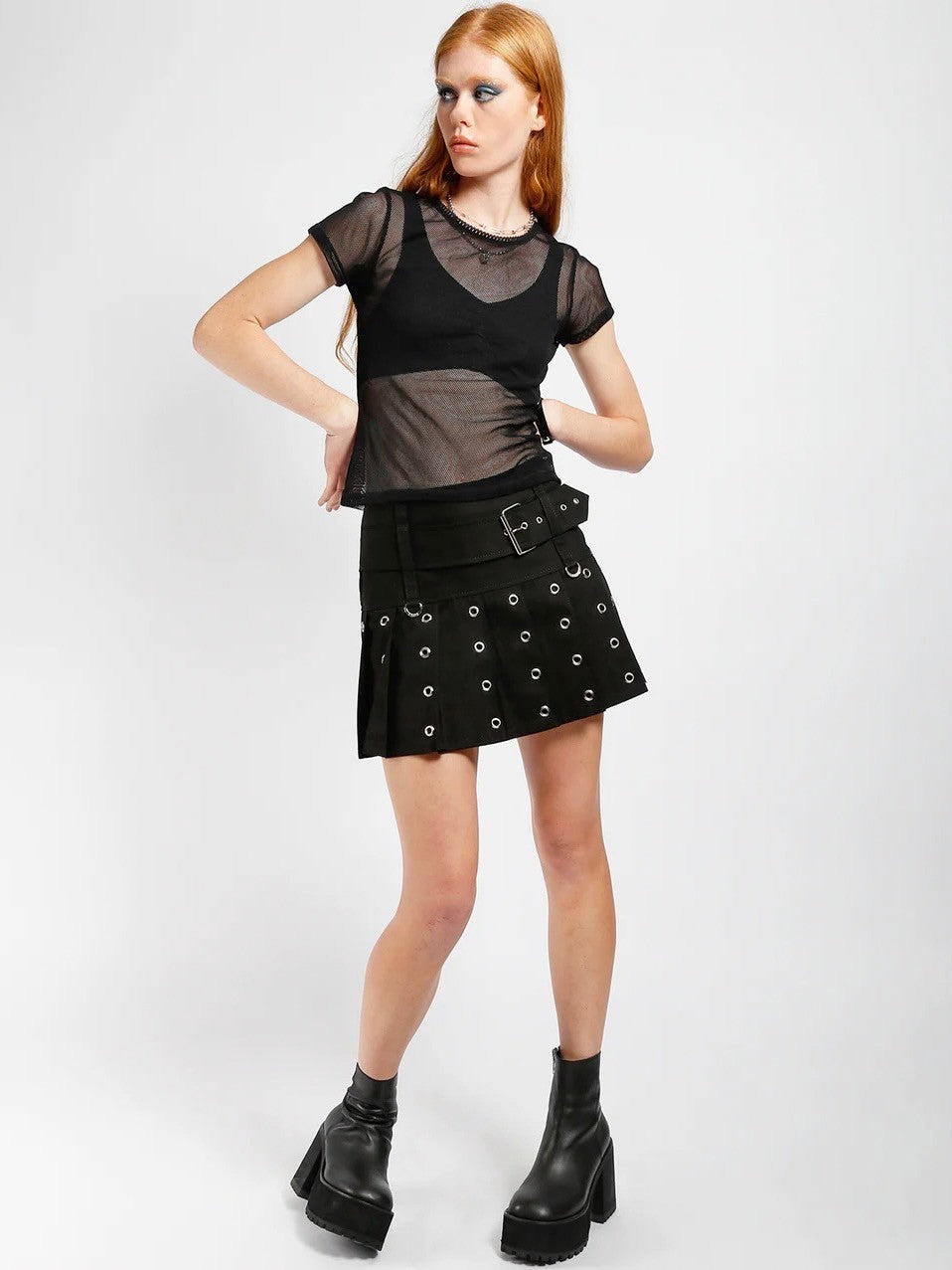 【TRIPP nyc】SUPER ROCKER SKIRT[AF2271] / 【トリップ エヌワイシー】ベルトロッカースタッズミニスカート