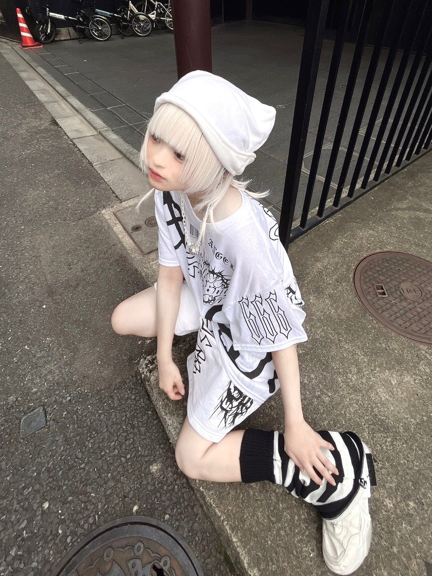 受注制【Never mind the XU】stripe flare leg warmer (2color)