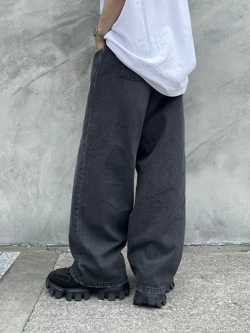 受注制【Chikashitsu +】rope wide denim pants (3color)