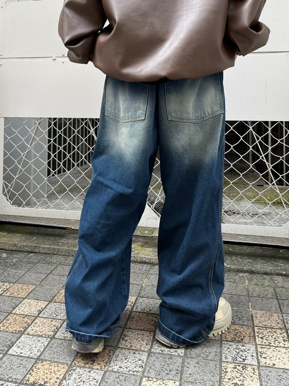 受注制【Chikashitsu +】vintage wash damage denim pants (2color)