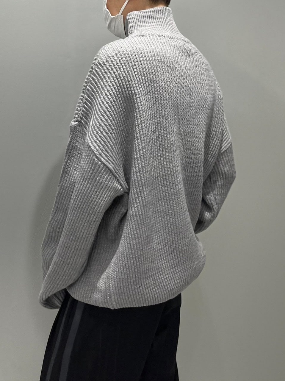 【Chikashitsu +】half zip high neck knit (3color) / 【チカシツプラス】ハーフジップアップハイネック長袖ニット