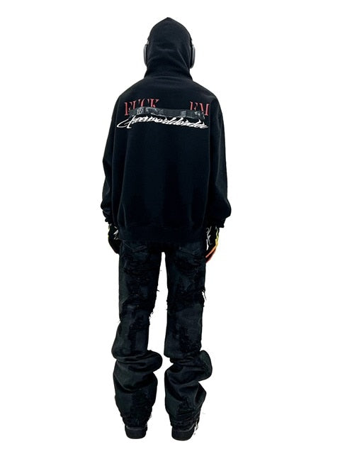 【F.V.V.O】BLACK TAP PRINTED ZIP HOODIES