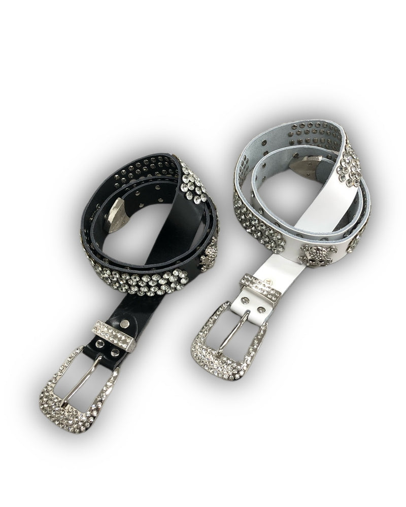 国際配送【Never mind the XU】rhinestone skull belt 2 (2color)